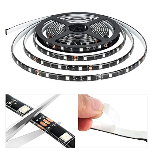 Image of MIHEAL 5050 RGB Black PCB LED Strip 32.8Ft 300Leds Waterproof Kit | Comes with IR remote and power supply, flexible light tape for truck, kitchen, bedroom & indoor home decor