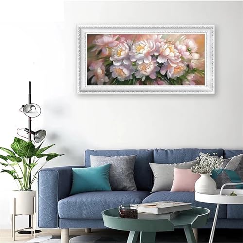 Peinture Diamant Fleur de Pivoine pour Décoration Murale Salon et Bureau 50x150