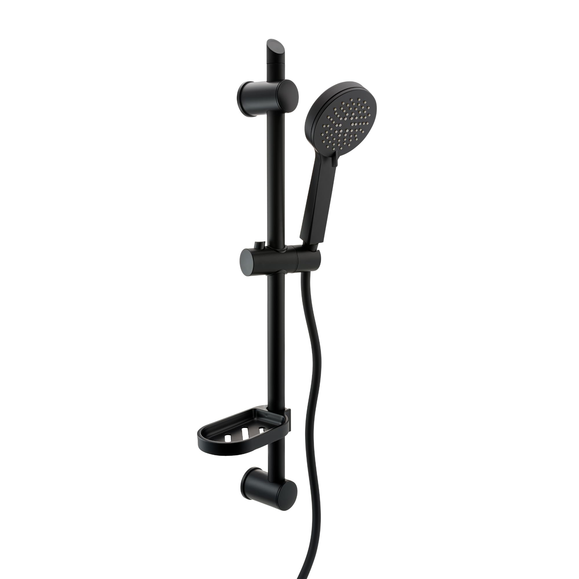 ENKI, ES019, Shower Slider Riser Rail Kit, Includes Adjustable Slider, 3 Setting Shower Head, Hose, Soap Dish, Durable Black Finish