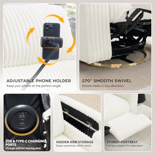 Image of ABCASA Power Recliner Rocking Chair Nursery, Swivel Glider Set of 2, White