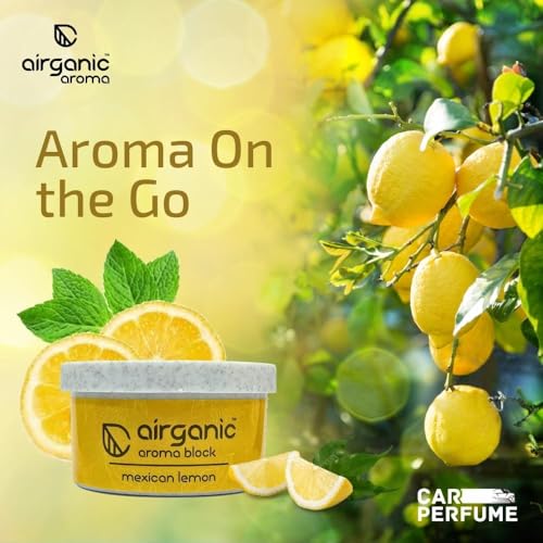 Image of Airganic Aroma Cube -Mexican Lemon fiber Air Freshener |Organic Leakproof Car Perfume- 40g -Refreshing fragrance for Home, Office and Car Interior -Freshen'up your car | Car accessories interior