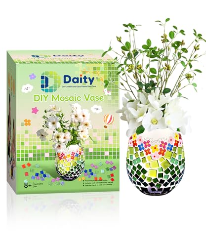 Mosaik bastelset Kinder Erwachsene Glasmosaik Vase set mosaiksteine zum basteln set kann Wasser, Erde füllen basteln mädchen 8 10 jahre Mama Geschenk geburtstag Garten bunt mosaik vase basteln