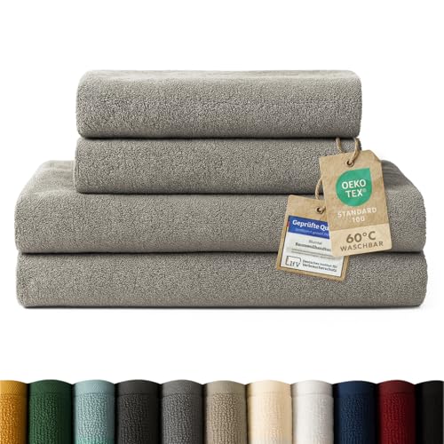 Produktfoto von Blumtal Premium Frottier Handtücher Set 4 teilig 100% Baumwolle - Oeko-TEX zertifiziertes Badetuch 2X (70x140 cm) +…