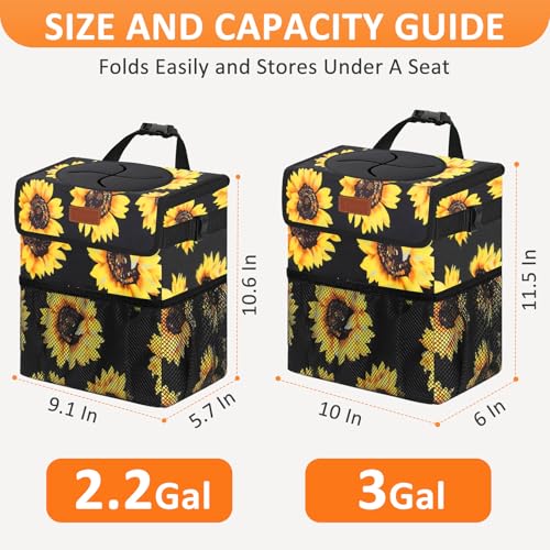 Image of Vankor Car Trash Can for Car Cute,Bag Bin Hanging Waterproof Automotive Garbage Cans Leak Proof Vehicle Trash Can Sunflower
