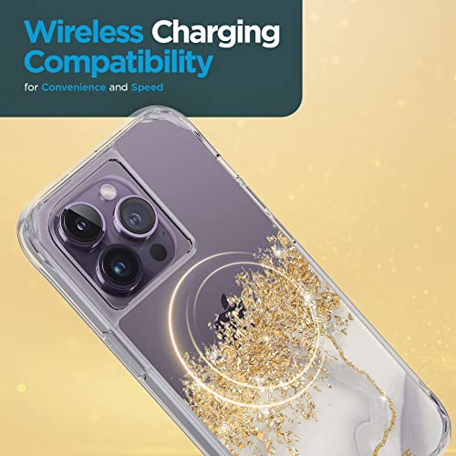 Case-Mate iPhone 14 Pro Case - Karat Marble [10FT Drop Protection] [Wireless Charging Compatible] Luxury Cover with Cute Bling Sparkle for iPhone 14 Pro 6.1", Anti-Scratch, Shock Absorbent, Slim Fit - image 7