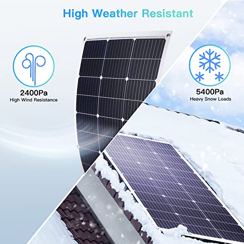 Flexible Solar Panel 100W/12V, Monocrystalline Solar Panels, 23% High Convert, Ip68 Waterproof And Lightweight Off-Grid Solar Power System Charger For Marine Camping Rv Cabin Van Car Uneven Surfaces #TOP5