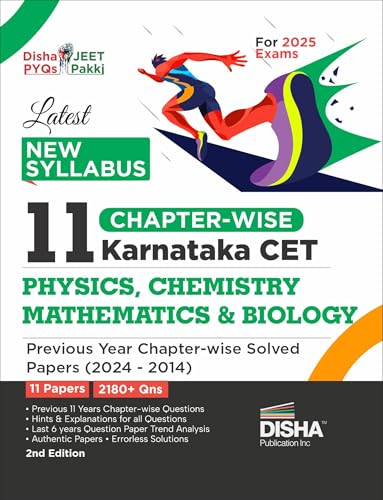 Image of New Syllabus 11 Chapter-wise Karnataka CET Physics, Chemistry, Mathematics & Biology Previous Year Solved Papers (2024 - 2014) 2nd Edition | KCET PYQs Question Bank | For 2025 B. Pharma & B.Sc.