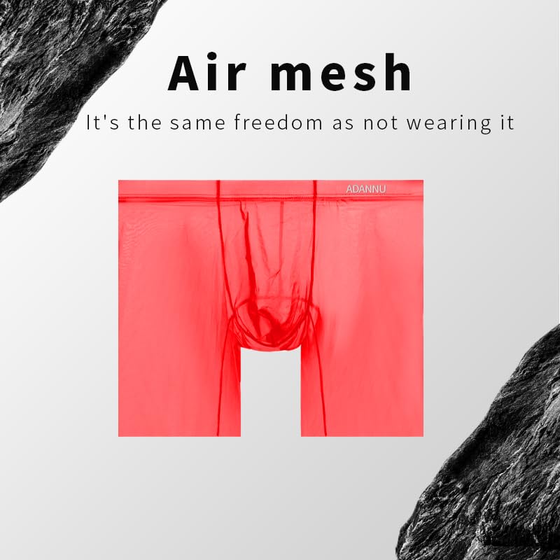 Meshal Men's Trunks Underwear Comfortable Sexy Low Rise Bulge Pouch Boxer Briefs See-Through2