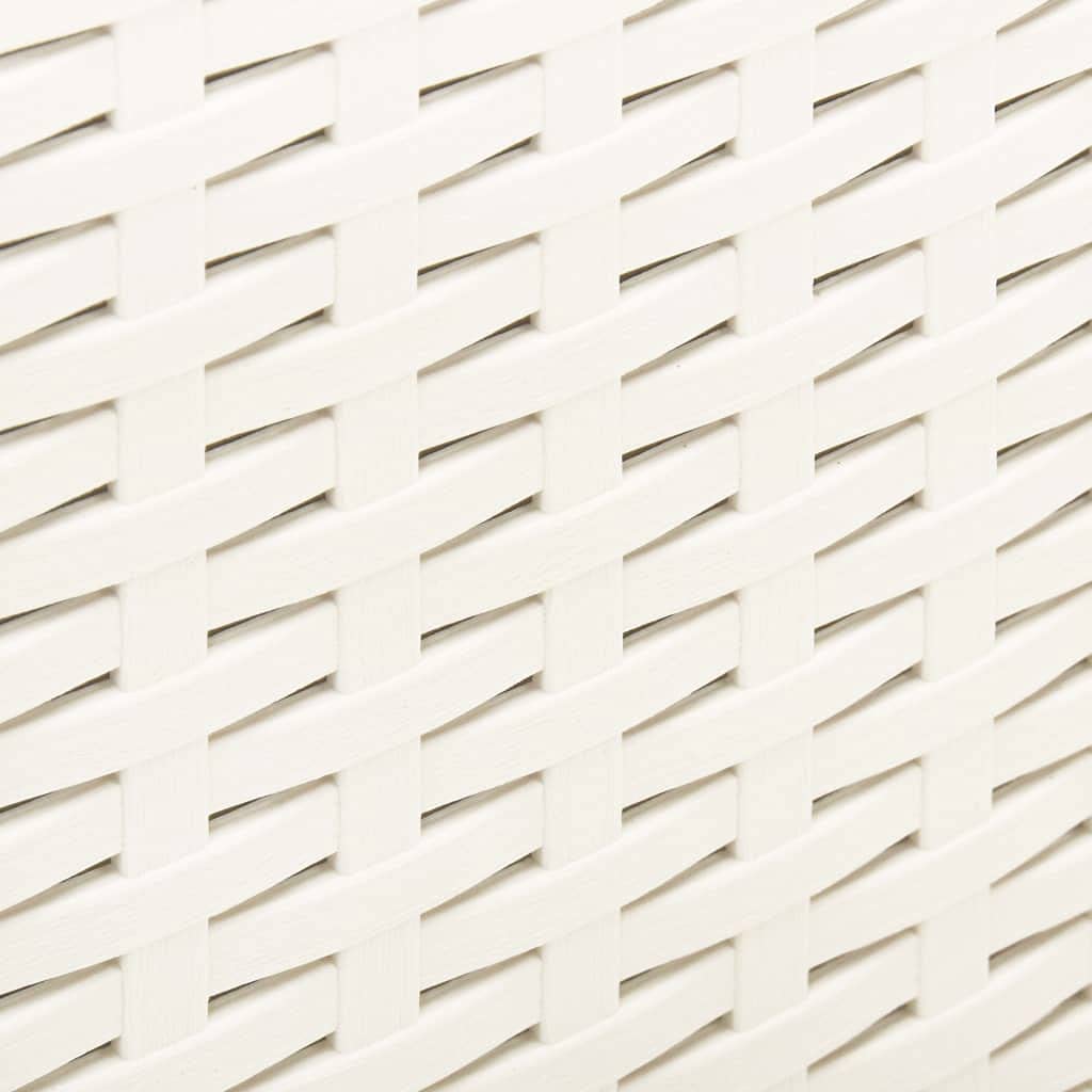 Tavolino da caffè in plastica, bianco, 53 x 53 x 40 cm, per esterni, con effetto rattan, facile da pulire, per cibi e bevande