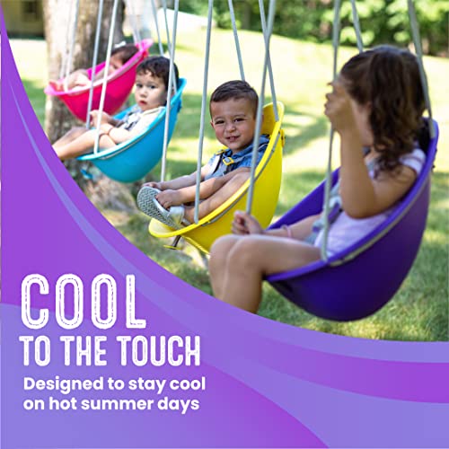 Image of Swurfer Coconut Toddler Swing - Comfy Baby Swing Outdoor, 3- Point Adjustable Safety Harness, Secure, Safe Quick Click Locking System, Blister-Free Rope, Easy Installation, Ages 9 M and Up, Plp Purple