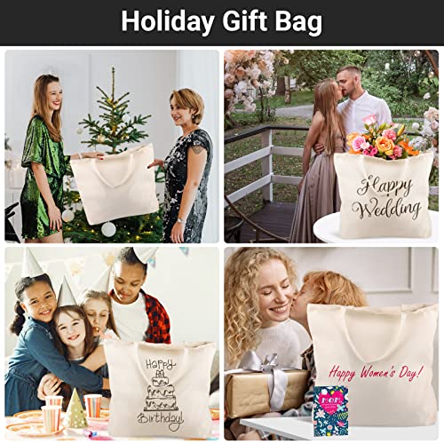 Segarty Large Canvas Tote Bag, 1 Pack 25.6X19.6 Reusable Shopping Bags For Women, Natural Cotton Canvas Bag Aesthetic, Blank Canvas Totes Bulk For Diy, Gift, Grocery, Beach, Travel(14Oz) #TOP6