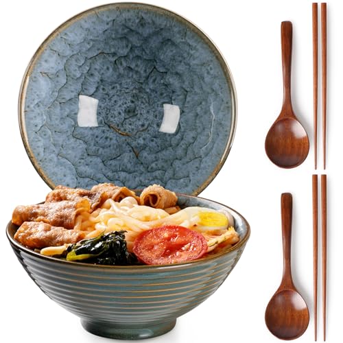 NUTRIUPS 2 x 1200ml Ramenschüssel aus Keramik mit Essstäbchen und...