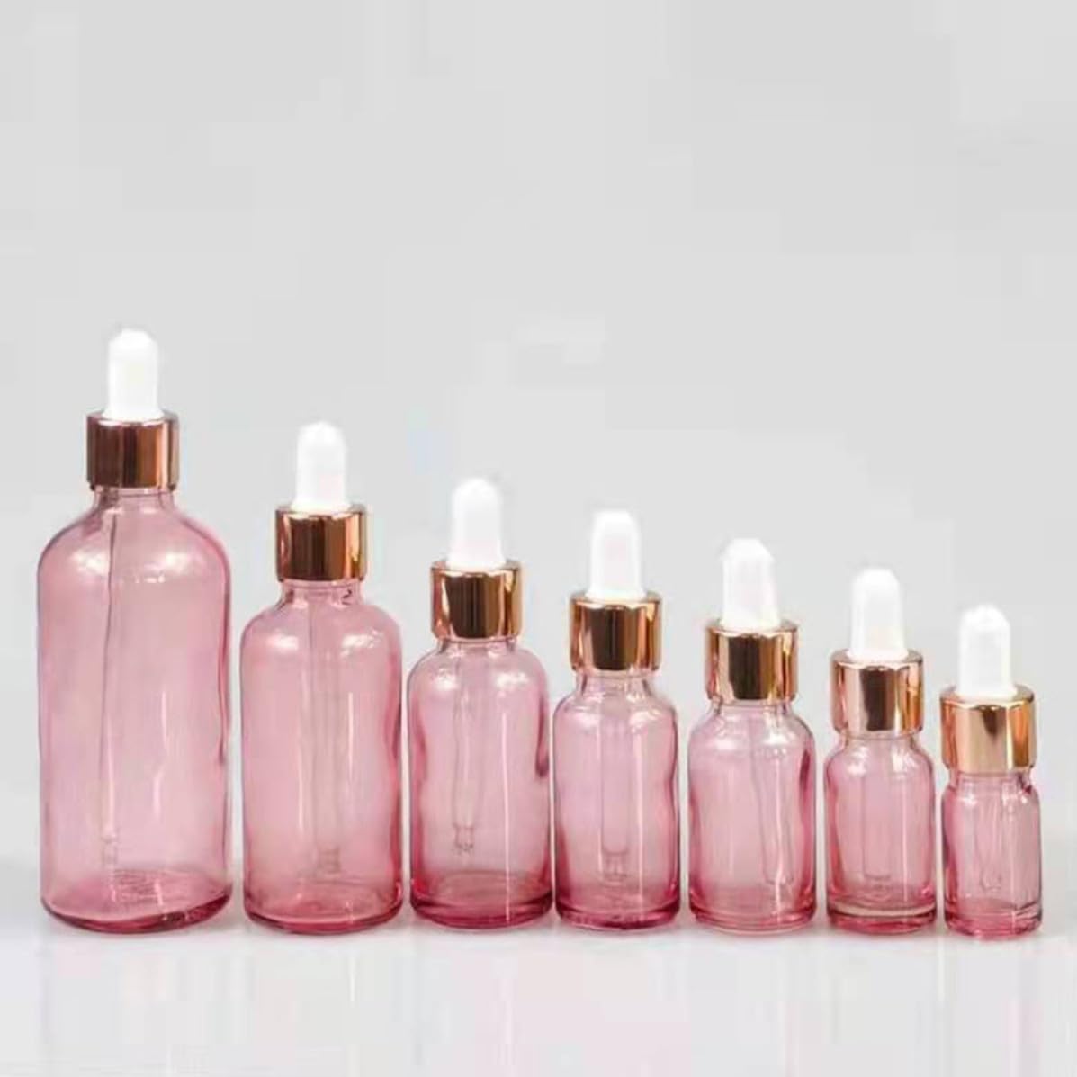 Set di 30 Bottiglie Contagocce in Vetro Rosa per Olio Aromatico Pipetta, Flaconi per Cosmetici Riutilizzabili, per Aromaterapia e Miscele