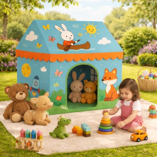 Image of XEMOX, Light Weight Kids Play Tent House - Fun, Foldable, and Durable for Indoor & Outdoor Toys for 3 to 10 Year Old Kids (SkyBlue)