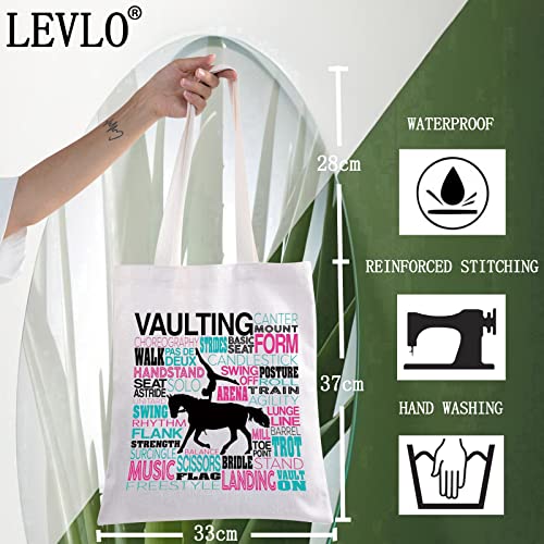 LEVLO Horse Vaulting Canvas Tote Bag Equestrian Vaulting Gifts Horse Vaulter Shoulder Bag For Vaulting Lover2