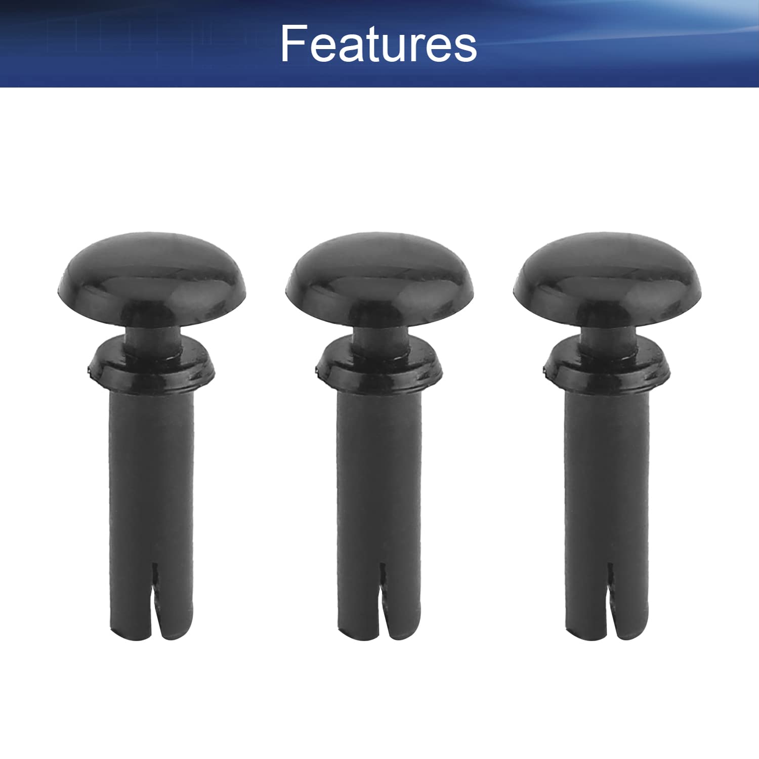 Push Clips Rivets R3100 Nylon 6.4mm Dia Fastener Rivet Clips for Bumper Trim Panel Black 100PCS