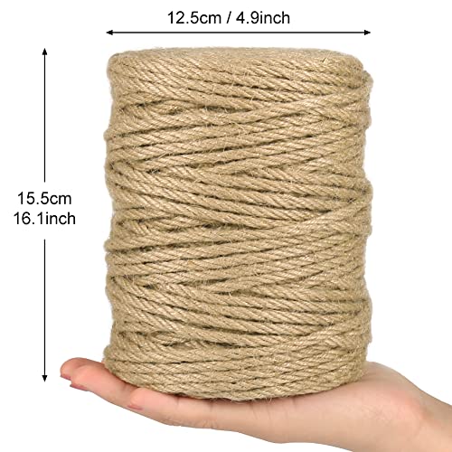 Image of Tenn Well 5mm Jute Rope, 295 Feet 4Ply Twisted Thick Twine Rope