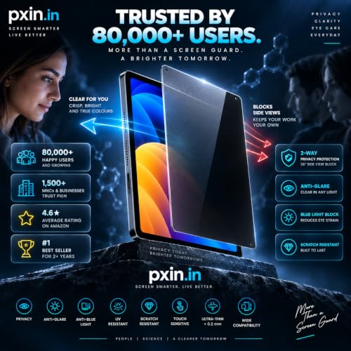 Image of Pxin Tablet Privacy Guard compatible with Samsung Galaxy Tab S7 FE | 2 Way Privacy screen protector | Anti Glare | Anti Spy Screen | Anti Bluelight | UV Protect | Eye Protection | Privashield