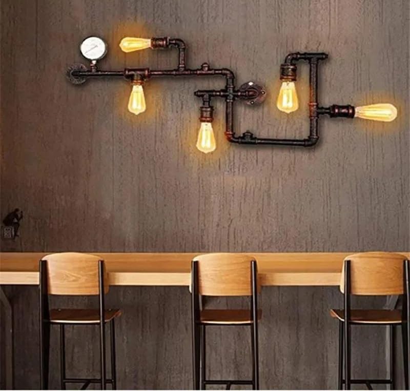Generico Luci da parete, Applique da parete industriale con tubo dell'acqua, stile V-intage, in metallo, for soggiorno, ristorante, bar, lampada retrò, illuminazione for interni domestici(Rust)