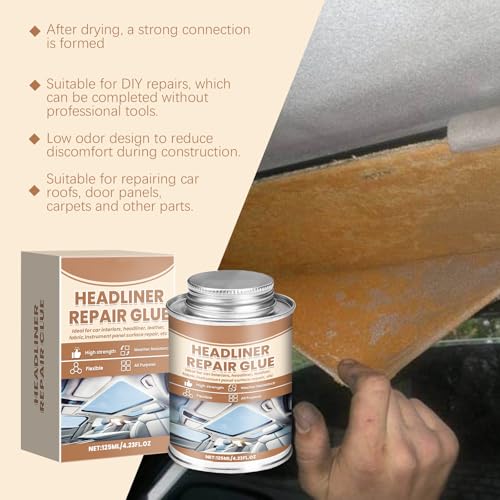 Montesy Upholstery Repair Glues 125ml, Flexible Car Roof Liner Adhesive, Clear Upholstery Glues for Car Interior Fabric