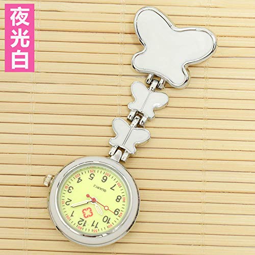 Preisvergleich Produktbild Cxypeng Uhren,Krankenschwester FOB,Schmetterling wasserdicht leuchtende Krankenschwestertisch Brust Uhr hängende Uhr Taschenuhr medizinisch-weiß,Schwesternuhr Pulsuhr