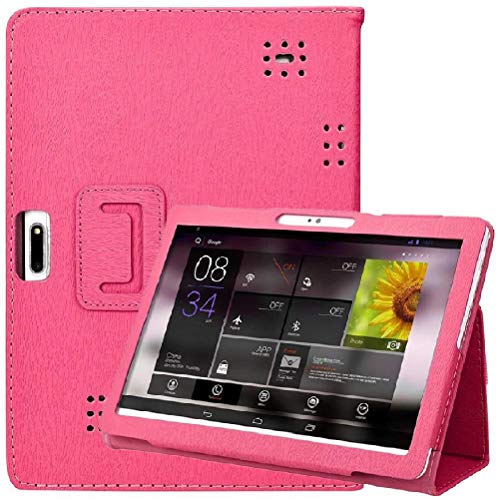 YELLYOUTH 10.1 inch Android Tablet Case, PU Leather Folio Cover fit for Plum