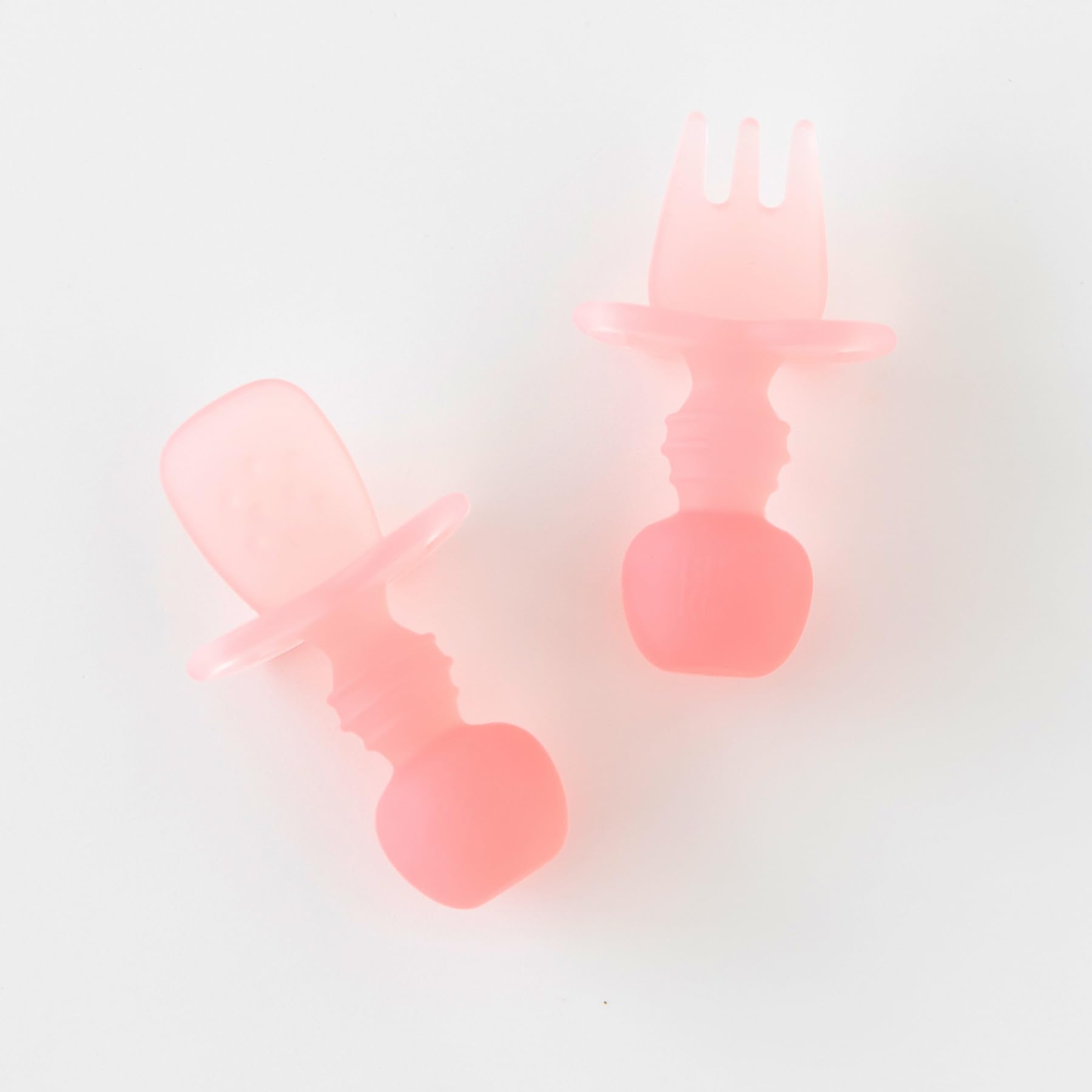 Bumkins Chewtensils Platinum Silicone Baby Spoon and Fork Set - Pink Jelly - 2 Pieces - Image 4