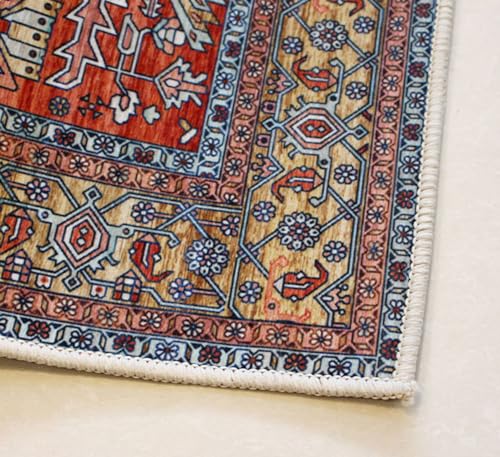 Tapete Vintage Azul Navy 7x12 pies Boho Antideslizante miniatura 7