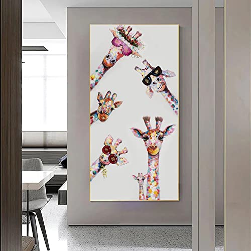 Toile graffiti girafe 50x100cm art mural moderne abstrait sans cadre pour salon