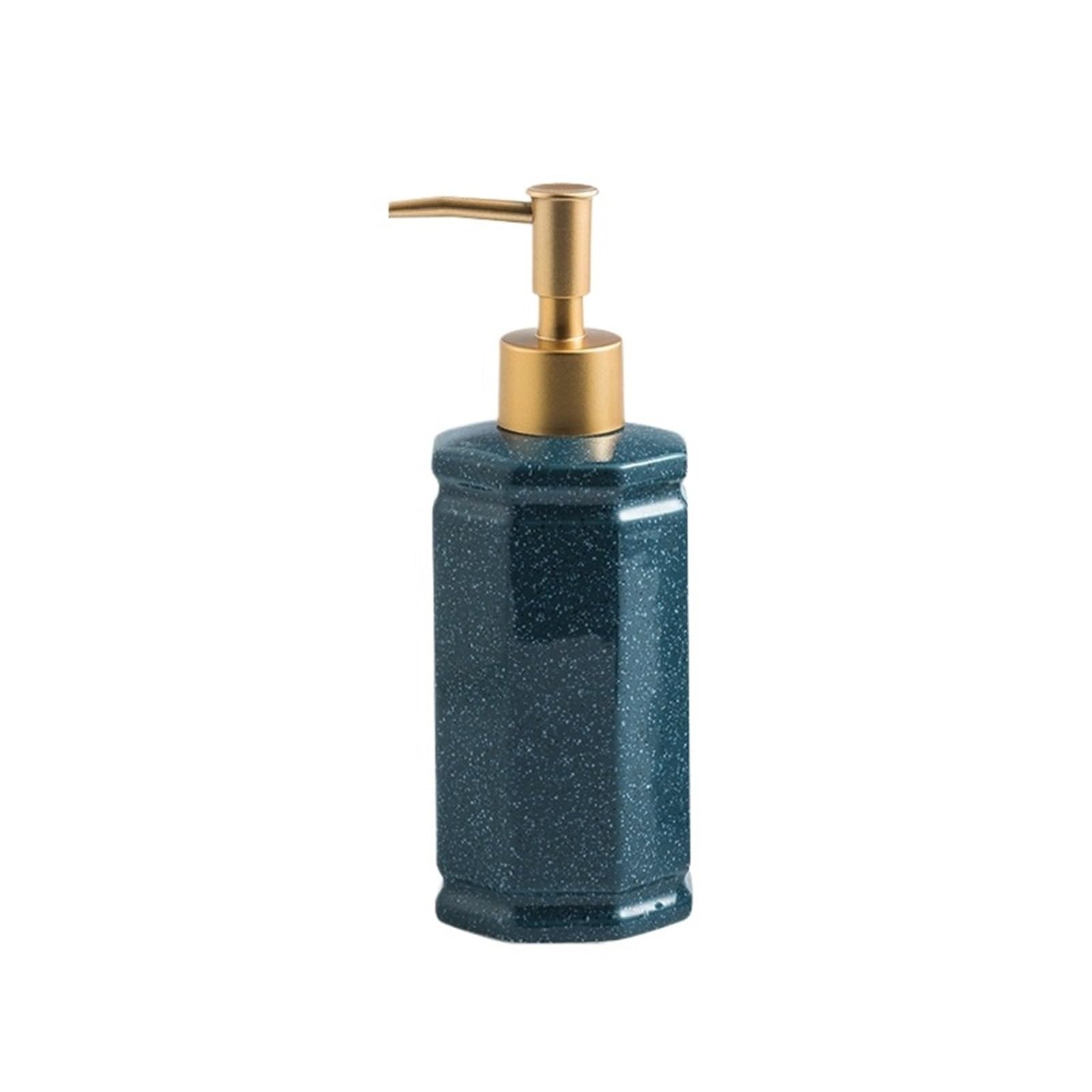 Soap Dispenser Simple Ceramic Soap Dispenser With Pump Bathroom Shampoo Lotion Push Bottle(Blue)