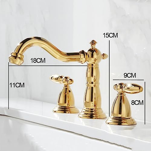 Robinet robinets de salle de bain mélangeur eau chaude froide dorée double manche
