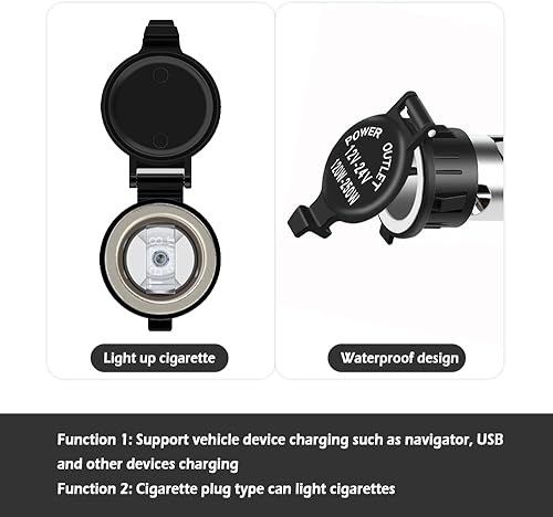 Miniatura 5 de Enchufe para encendedor de cigarrillos de automóvil, enchufe de encendedor de cigarrillos de 12 V con cubierta impermeable y cable de extensión,