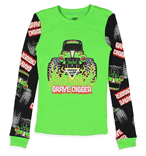 INTIMO Monster Jam Boys' Truck Long Sleeve Grave Digger Tight Fit Sleep Pajama Set2