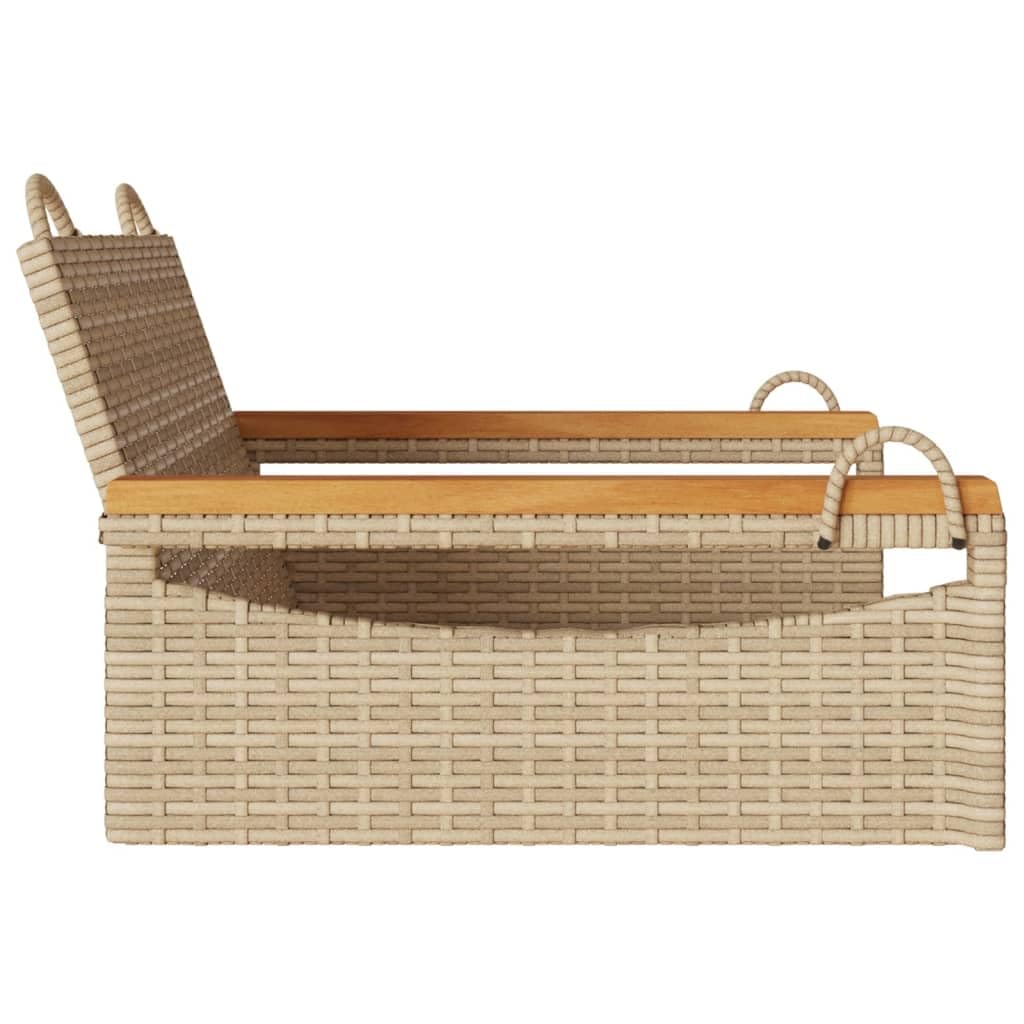 Sillón colgante de ratán sintético beige con función de balancín, 63 x 62 x 40 cm, banco colgante con anillos de fijación y marco de acero pulverizado para el jardín