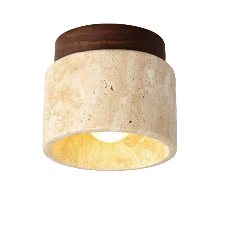 Plafonnier bois Wabi-Sabi E27 lampe plafond design japonais pour salon cuisine
