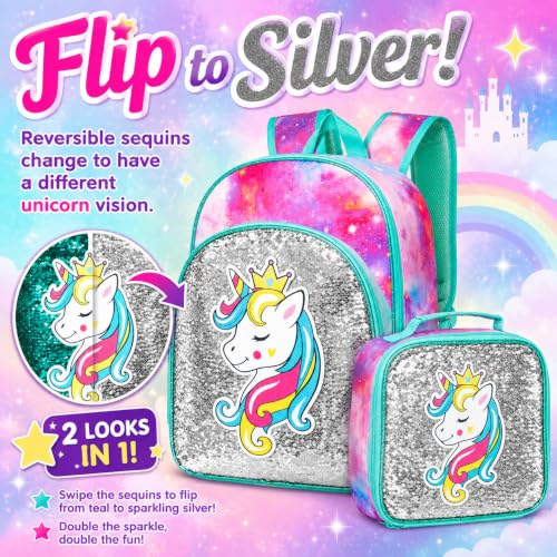 Image of 16 inch Backpack for Girls Boys 4-8, 3Pcs Kids Bookbag Set with Lunch Box, School Bag for Preschool Kindergarten