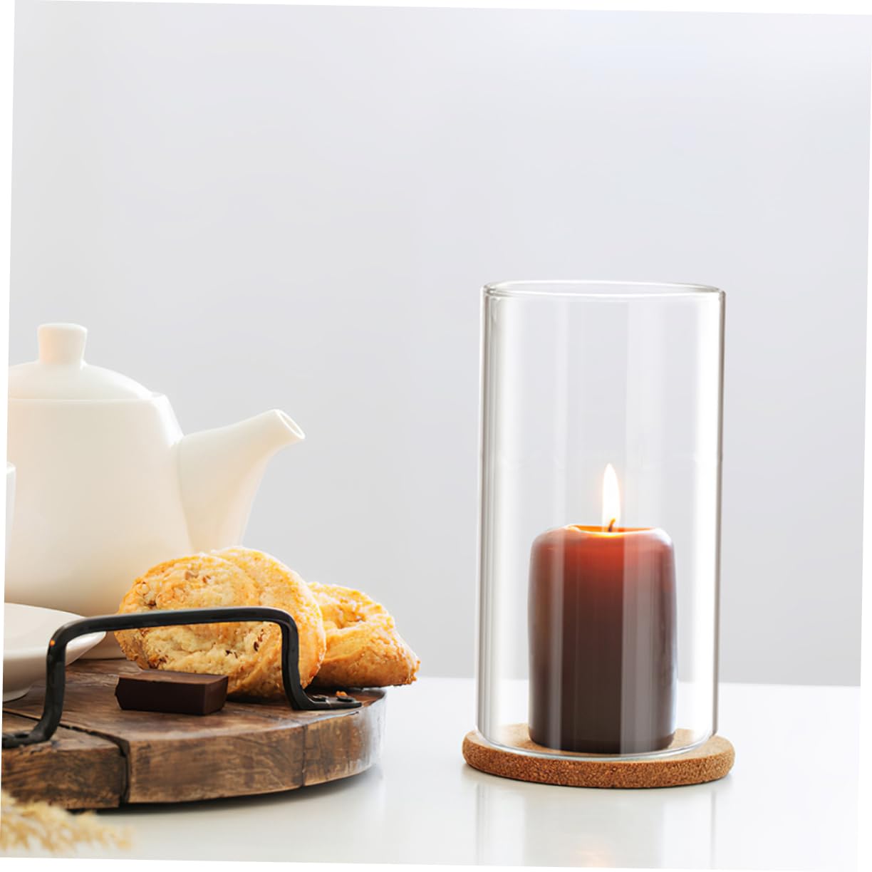 POPETPOP Pantalla Cilíndrica Acabado Pulido y Liso de Vidrio Transparente para Vela Cubierta Decorativa Antiviento para Decoración del Hogar y Proyectos DIY
