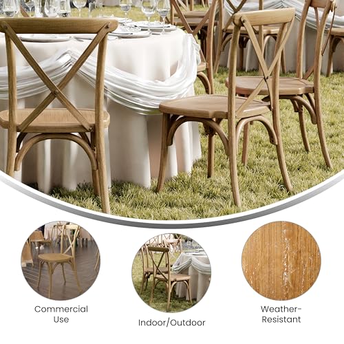 Flash Furniture L-9-M2-CHSNT-GG Hercules Commercial Indoor/Outdoor Cross Back Chair, Wood Look, Weather-Resistant, Lightweight Design, Versatile Use, Chestnut thumb #2