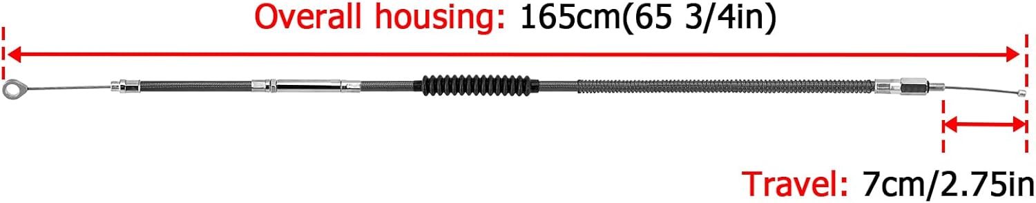 Mofun 65 3/4" Extended Length Motorcycle Clutch Cable Stainless Steel Compatible with Harley Touring Street Electra Road Glide 1987-2006, 2008-2013, Fit Sportster XL883 1200C, Black