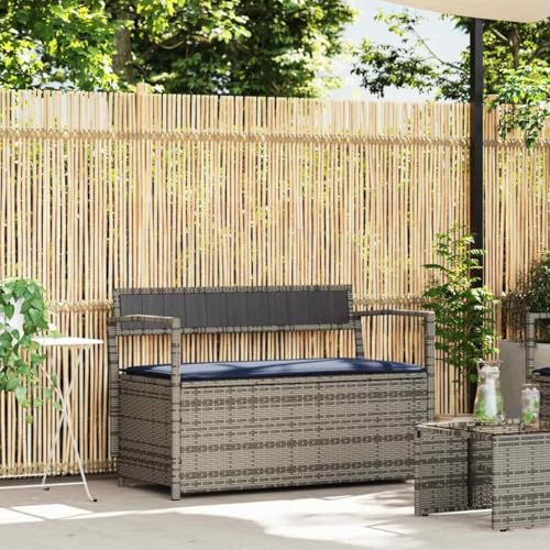 IKAYAA Gartenbank Rattan mit Stauraum, Rattanbank für 2-Sitzer,...