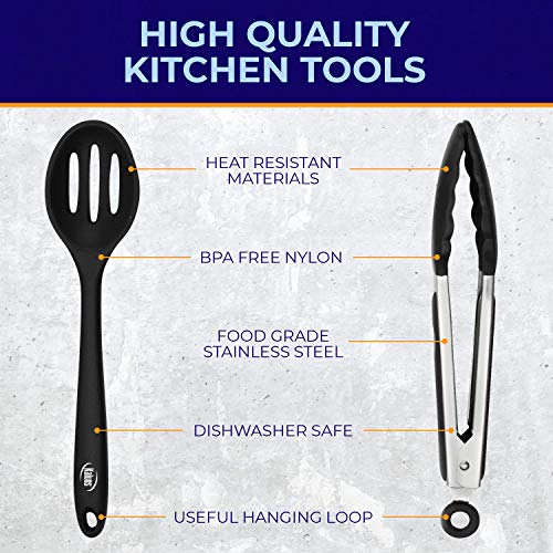 Cooking Utensils Set, 24 Silicone Kitchen Utensils, Non-Stick and Heat Resistant Kitchen Tools, Useful Cooking Gadgets (Blue) - Thumbnail 6