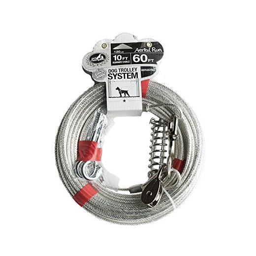 Pet Champion Aerial Run Reflective 60 Feet Trolley System with 10 Feet Runner