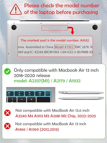Image of Fancity Compatible With Macbook Air 13 Inch Case 2022 2021 2020 2019 2018 Release With Touch Id,A2337 M1 /A2179 /A1932 Air 13 Hard Plastic Shell Protective Case With Keyboard Cover,Flow Leaf,Pink