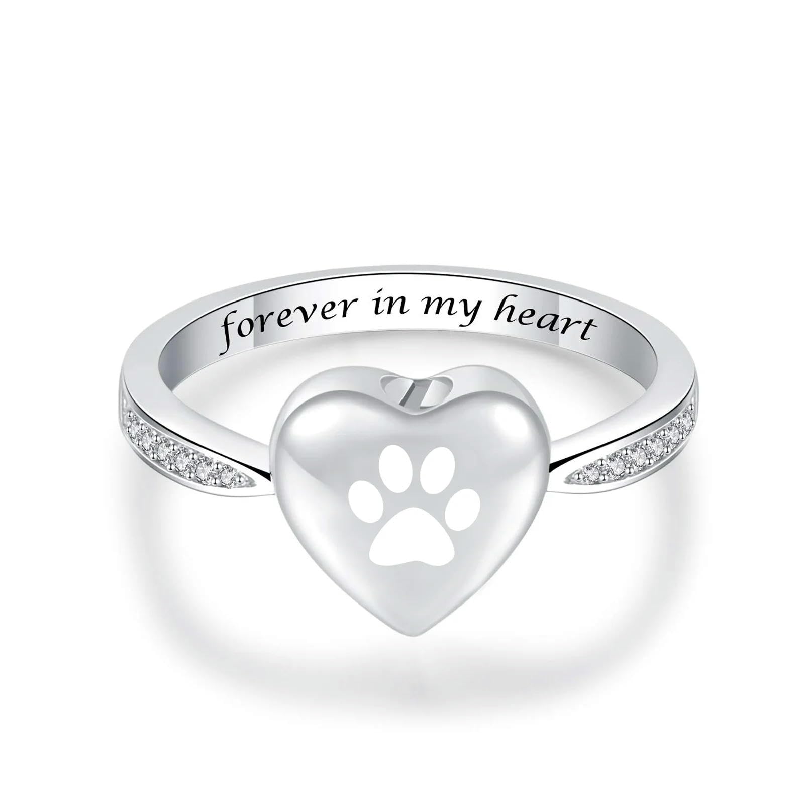 Souvenir de crémation bague cœur argent pour surmonter le deuil animal