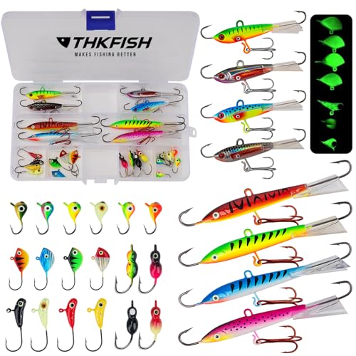 THKFISH Ice Fishing Lures Ice Fishing Jigs Ice Fishing Gear Hard Fishing Lures Ice Fishing Kit...