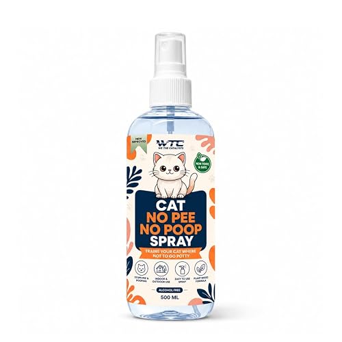 WTC No Pee No Poop Cat Potty Training Spray, 500 ML – Non-Toxic Cat Spray Deterrent for Urine/Marking/Pooping – Natural Cat Pee Deterrent Spray – Indoor/Outdoor Keep Off Cat Spray