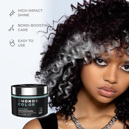 Image of XMONDO Color Slate Grey Depositing Mask, Hair Dye, 8 Fl Oz | Semi-Permanent, Infused with Bond Booster & Hyaluronic Acid for Nourishment, Revitalization & Repair, Vegan Formula