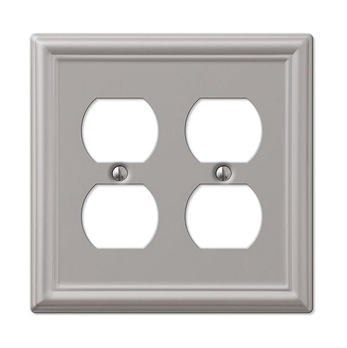 AmerTac 149DDBN Chelsea Steel Double Duplex Wallplate, Brushed Nickel
