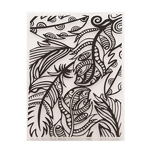 Arbuya Feathers Plastic Embossing Folder for Scrapbook DIY Album Card Tool Plastic Template Folders