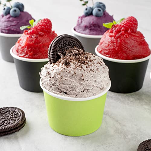 Image of Coppetta 4 Ounce Dessert Cups, 200 Disposable Ice Cream Cups - Lids Sold Separately, Heavy-Duty, Green Paper Frozen Yogurt Bowls, For Hot And Cold Foods, Perfect For Gelato Or Mousse - Restaurantware